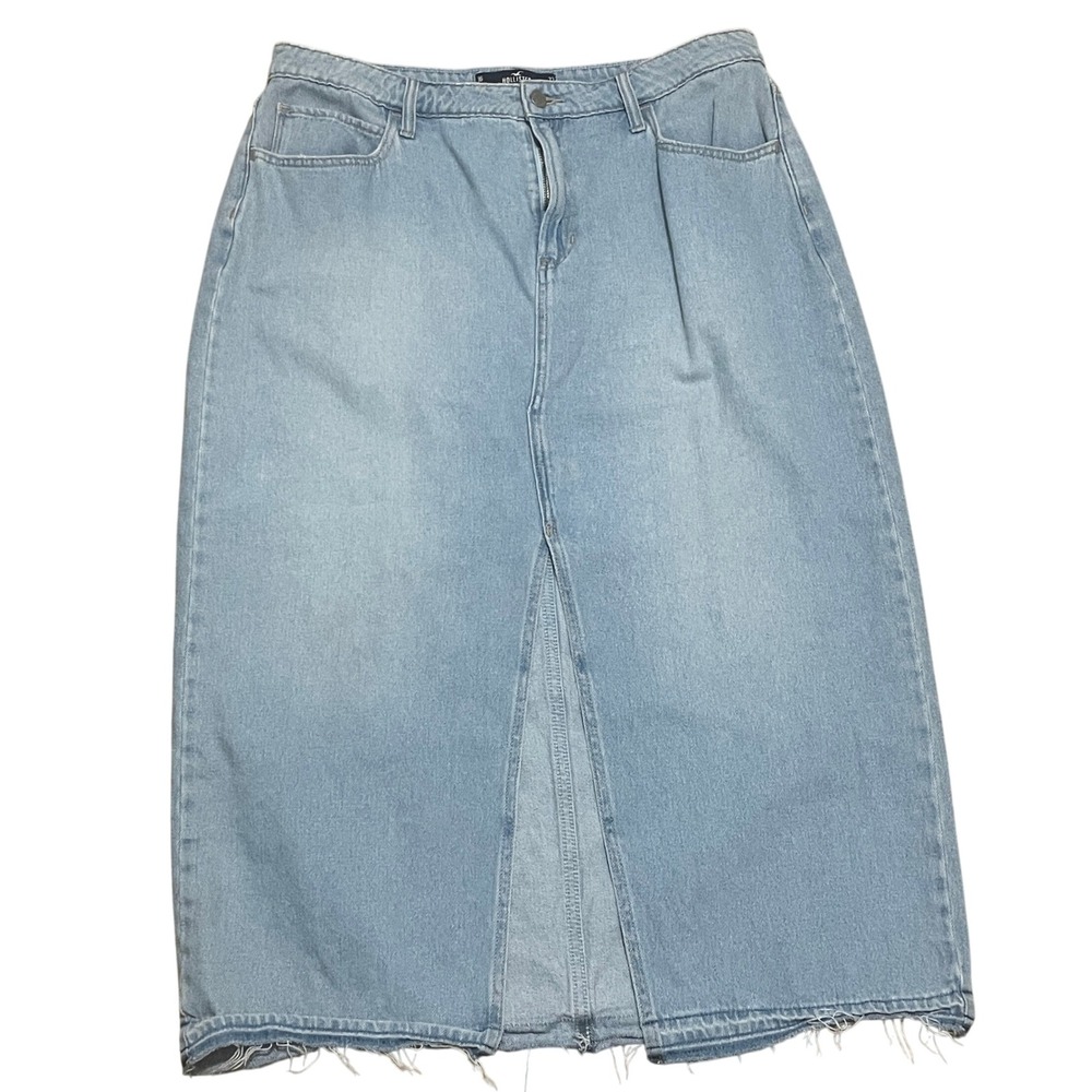 Hollister California Denim Skirt‎ Women's 16 W33 Ultra High Rise Frayed Hem Blue